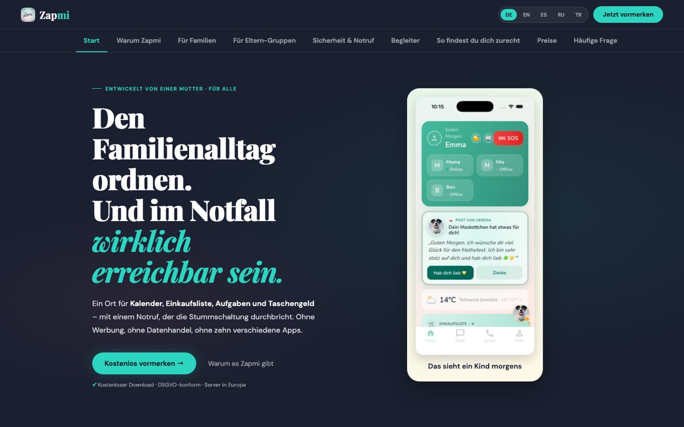 Die Website zapmi.app am Rechner
